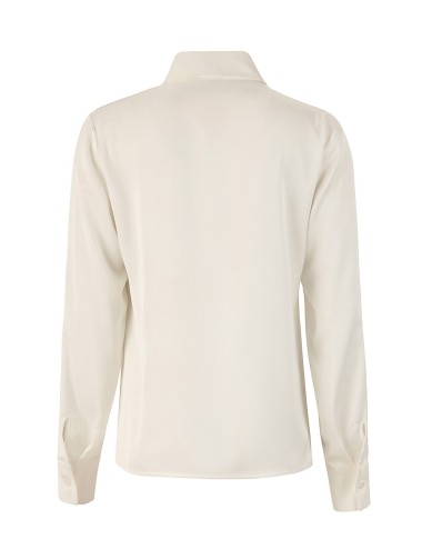Camicia in raso fluido slim gesso