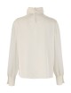 Camicia in raso fluido pieghe collo gesso