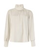 Camicia in raso fluido pieghe collo gesso