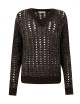 Maglia con scollo v con trecce e cristalli wenge