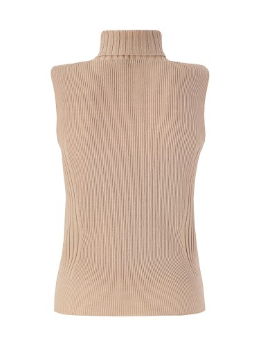 Gilet dolcevita slip rombi con paillette mastice