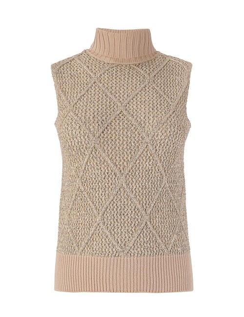 Gilet dolcevita slip rombi con paillette mastice