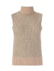 Gilet dolcevita slip rombi con paillette mastice