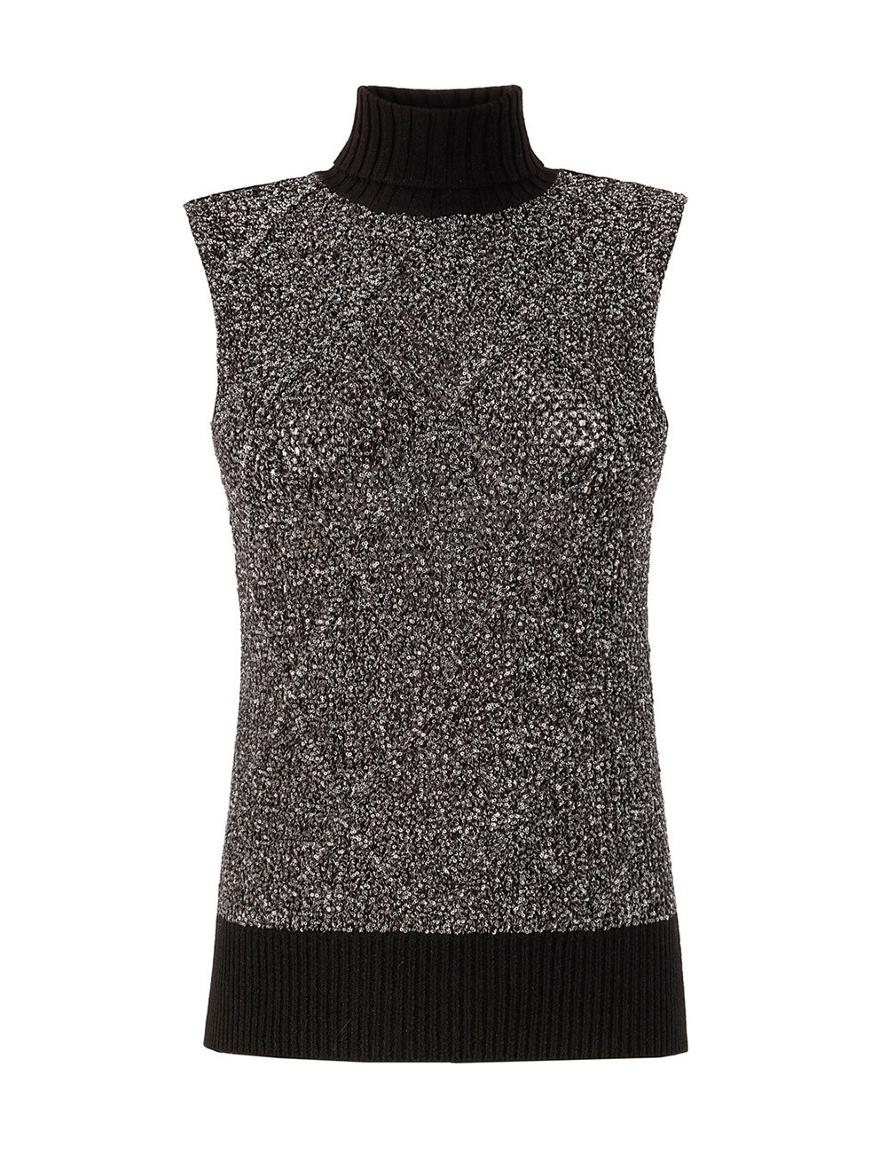 Gilet dolcevita slip rombi con paillette nero