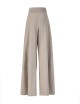 Pantaloni con pieghe coulise in flanella soft gesso