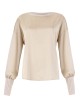 Maglia tunica giro in raso con cristalli gesso