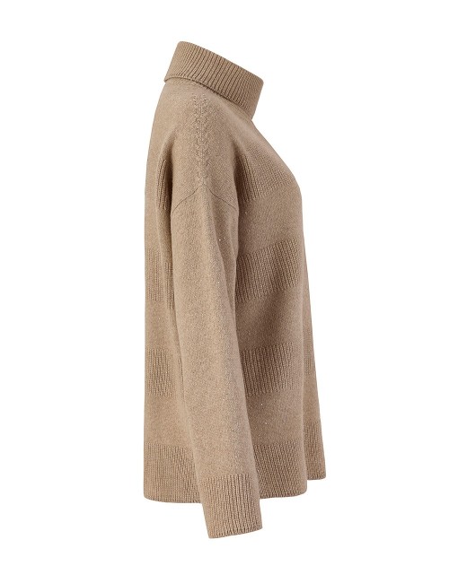 Dolcevita lungo in cashmere con cristalli noce