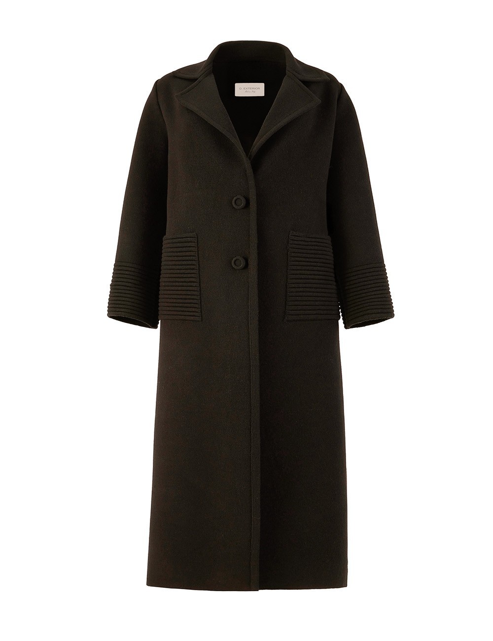 Cappotto lungo in cashmere con balze wenge