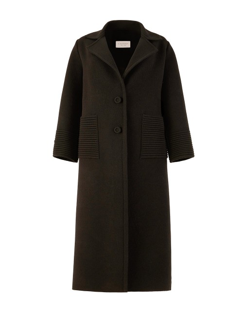 Cappotto lungo in cashmere con balze wenge