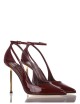 High heel ankle strap pump in patent leather Helen merlot