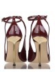High heel ankle strap pump in patent leather Helen merlot