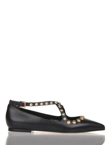 Ballerina in nappa con borchie Isa nera