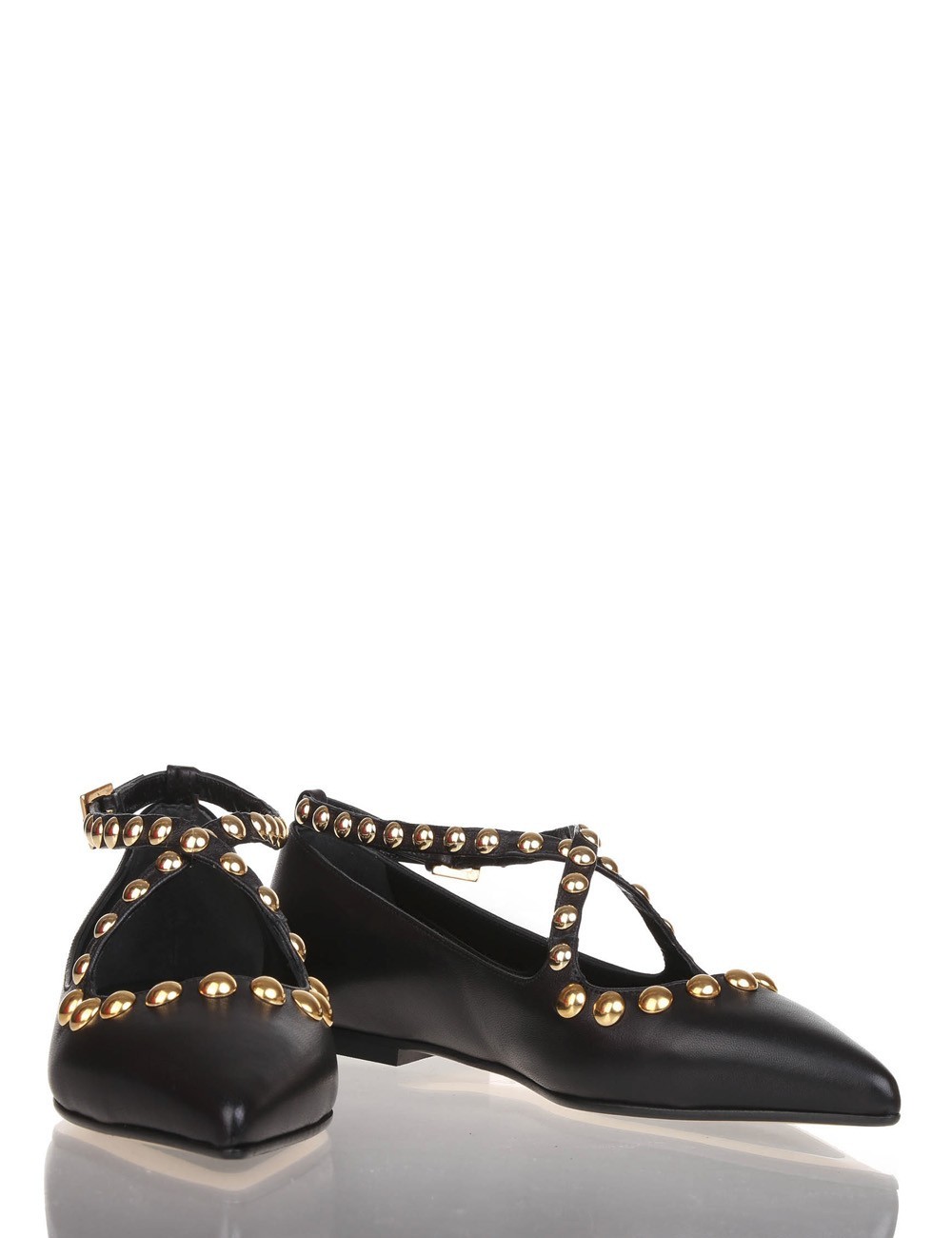 Ballerina in nappa con borchie Isa nera