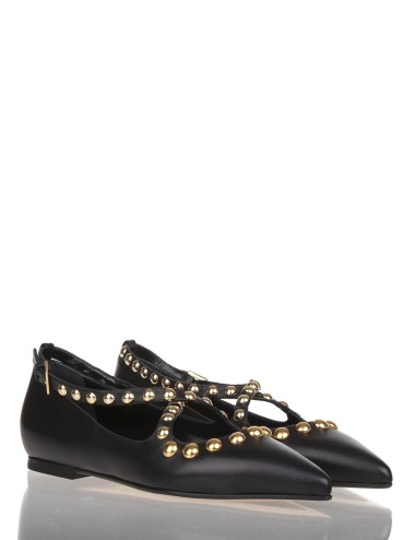 Ballerina in nappa con borchie Isa nera