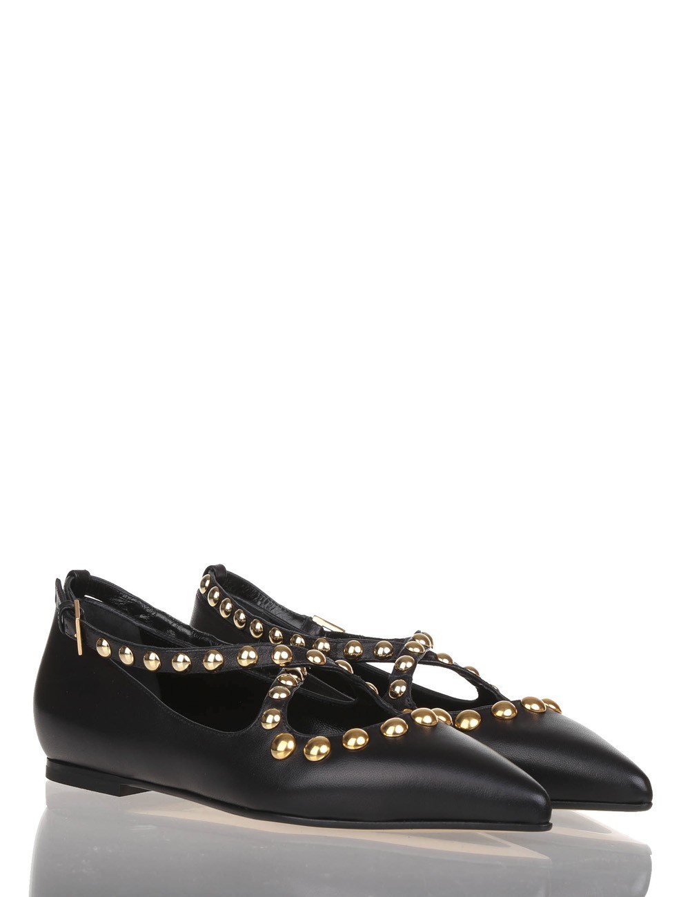 Ballerina in nappa con borchie Isa nera
