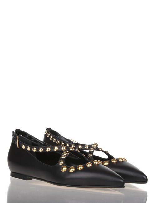 Ballerina in nappa con borchie Isa nera