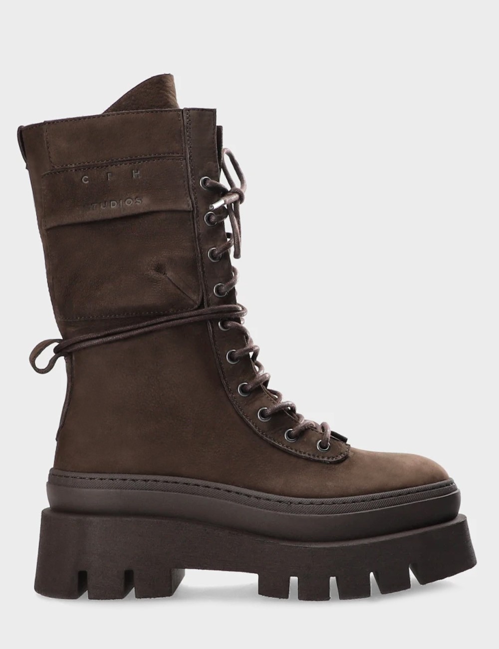 Lace-up ankle boot suede chocolate