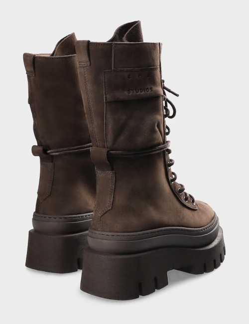 Lace-up ankle boot suede chocolate