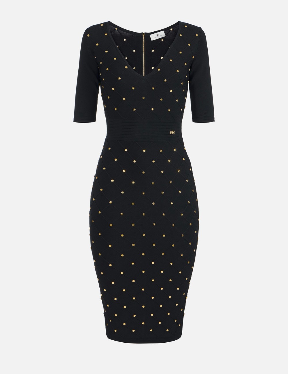 Knit dress with jewel details black