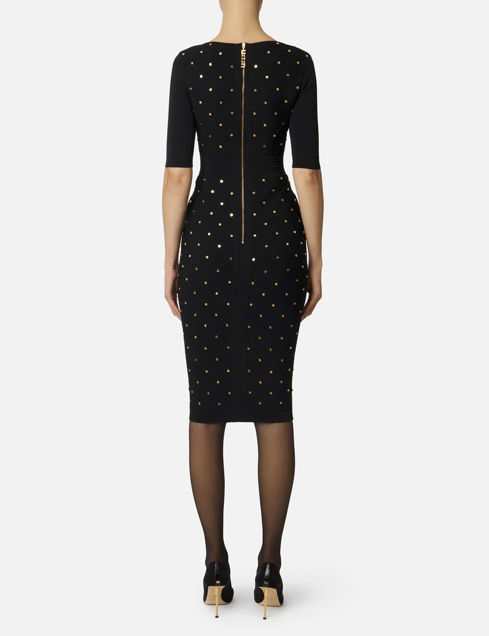 Knit dress with jewel details black