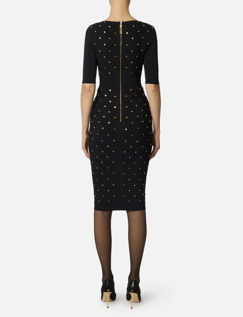 Knit dress with jewel details black