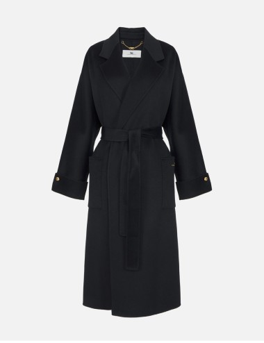 Cappotto in panno di misto lana double nero