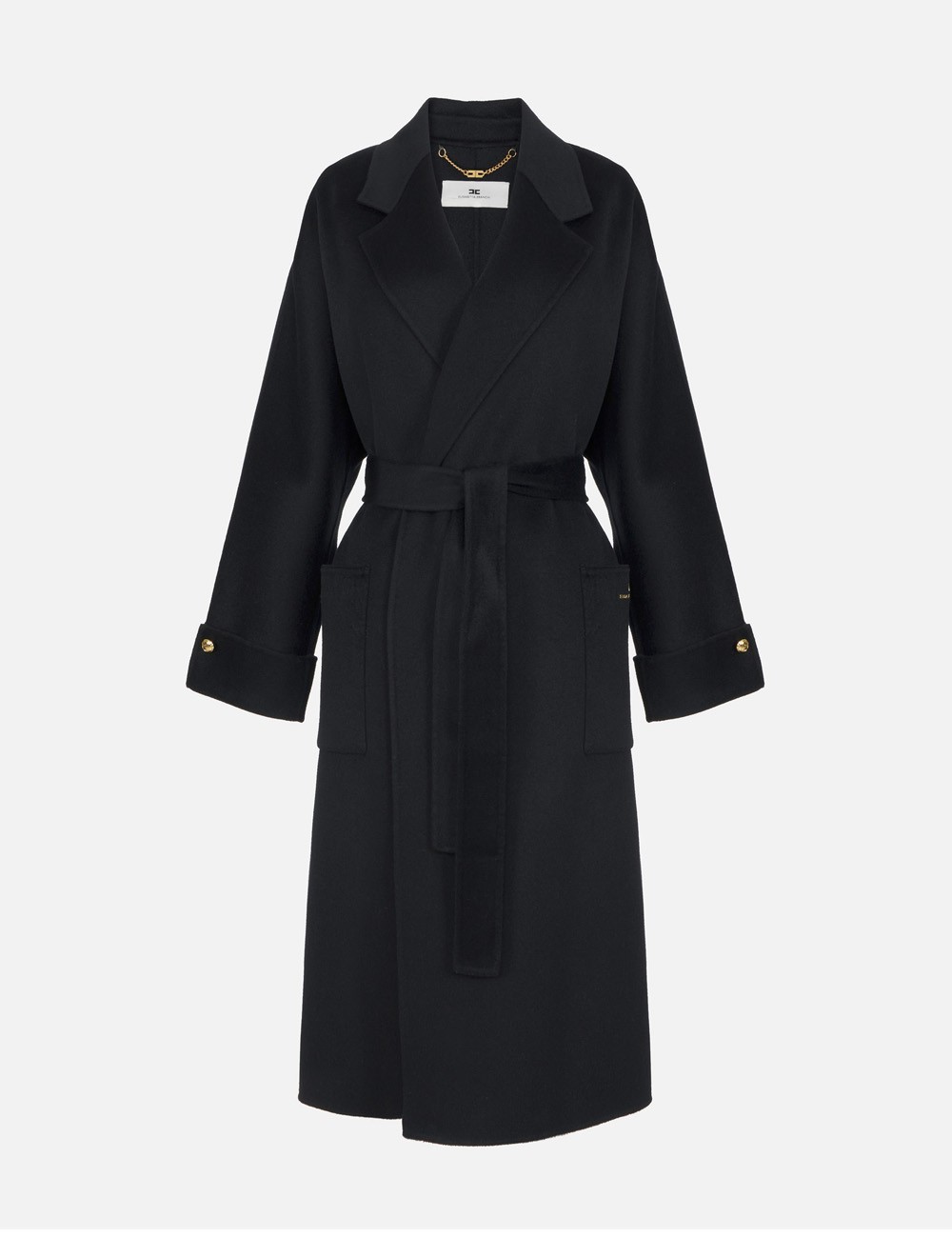Cappotto in panno di misto lana double nero