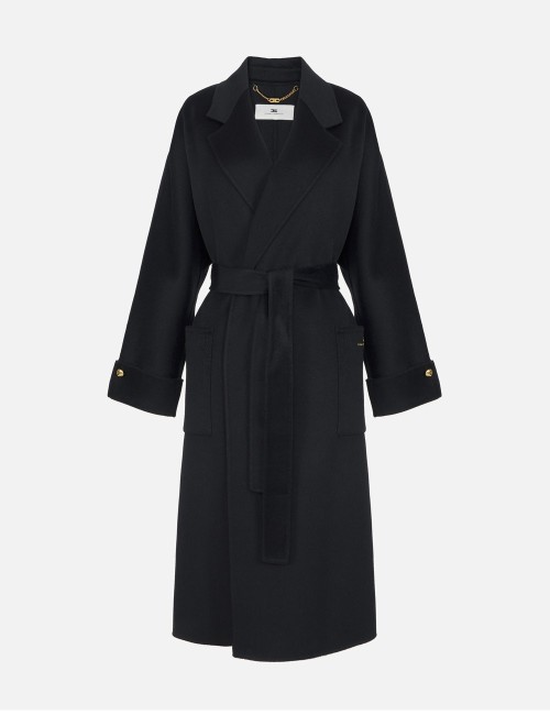 Coat in double wool blend cloth nero