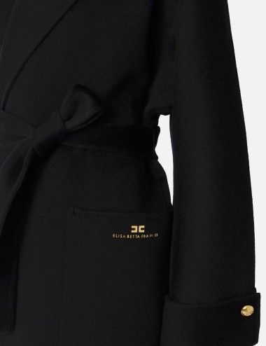 Coat in double wool blend cloth nero