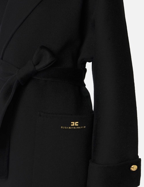 Coat in double wool blend cloth nero