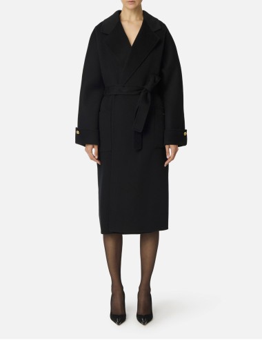 Cappotto in panno di misto lana double nero