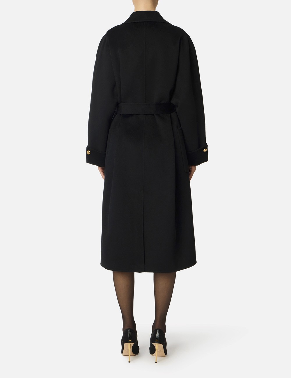 Coat in double wool blend cloth nero