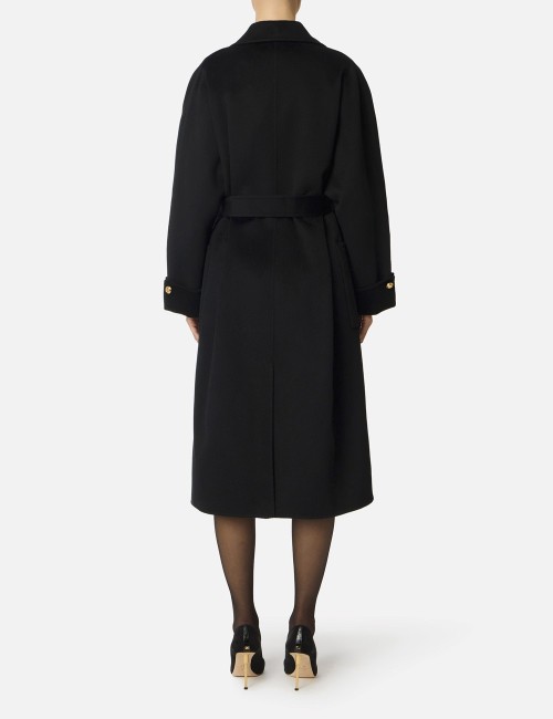 Coat in double wool blend cloth nero