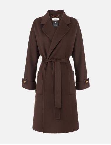 Cappotto in panno di misto lana double coffee