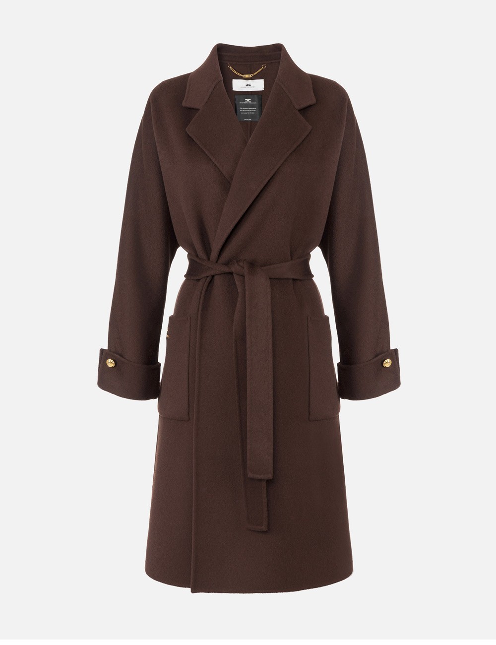 Coat in double wool blend cloth coffee