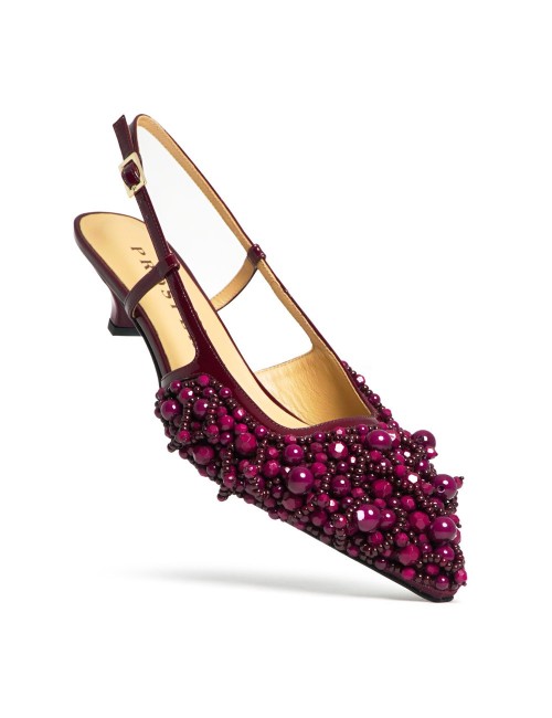 Slingback Décolleté slingback sable vernice bordeaux