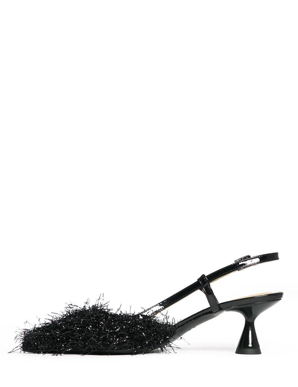 Slingback Décolleté in tessuto charleston nera