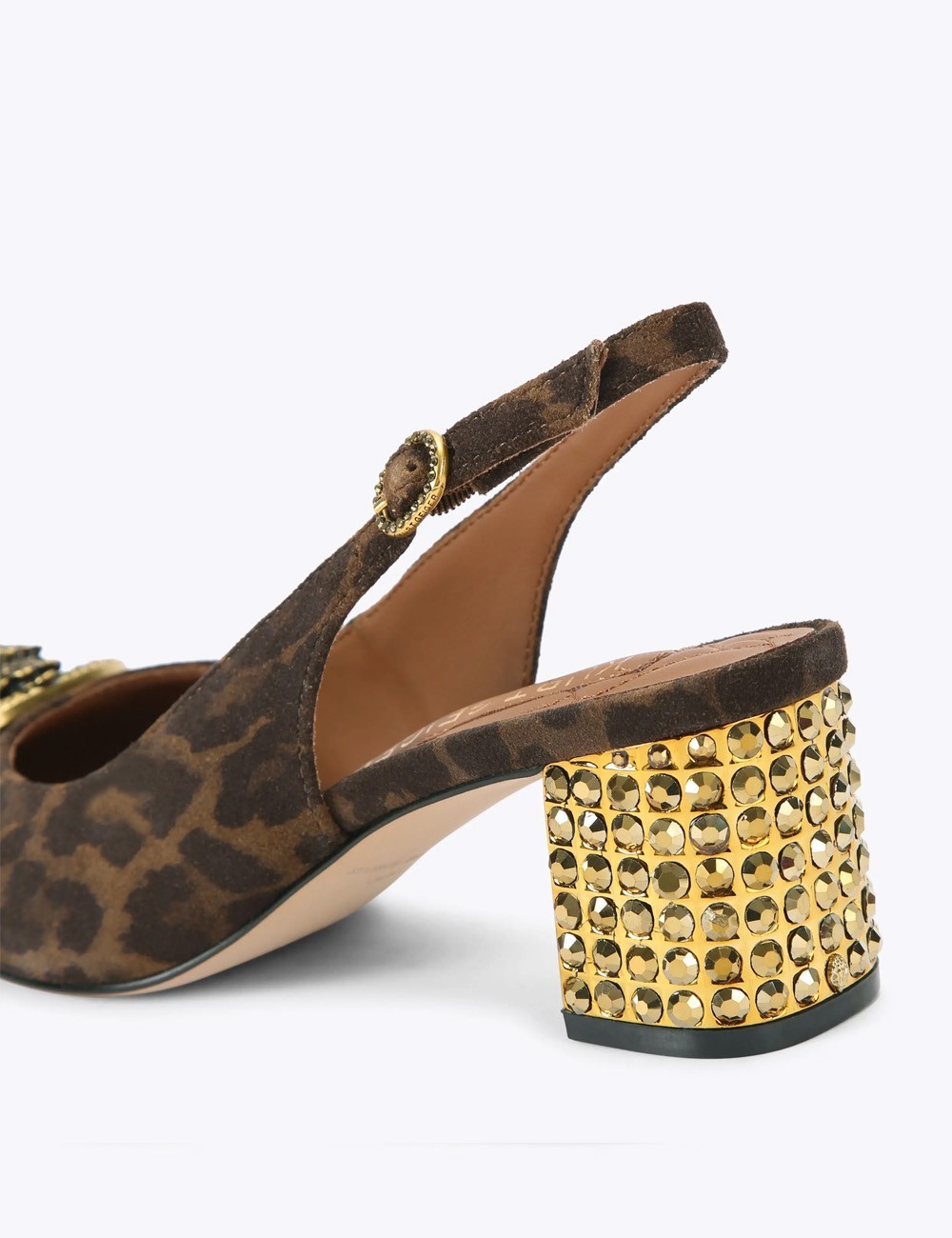 Slingback leopardata con tacco a blocco Chelsea marrone oro