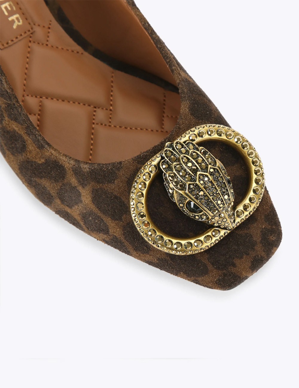 Slingback leopardata con tacco a blocco Chelsea marrone oro