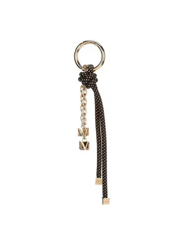 Gold-Tone and Speckled Cord Bag Charm husk