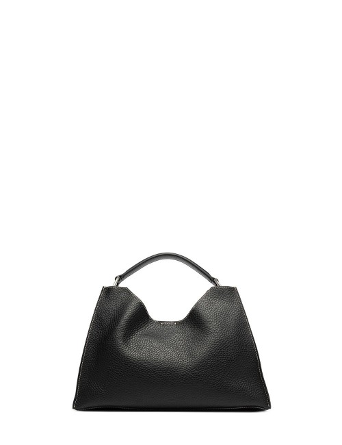 Borsa a tracolla in pelle AURORA NERO-CASTORO