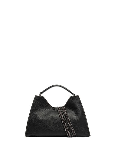 Borsa a tracolla in pelle AURORA NERO-CASTORO