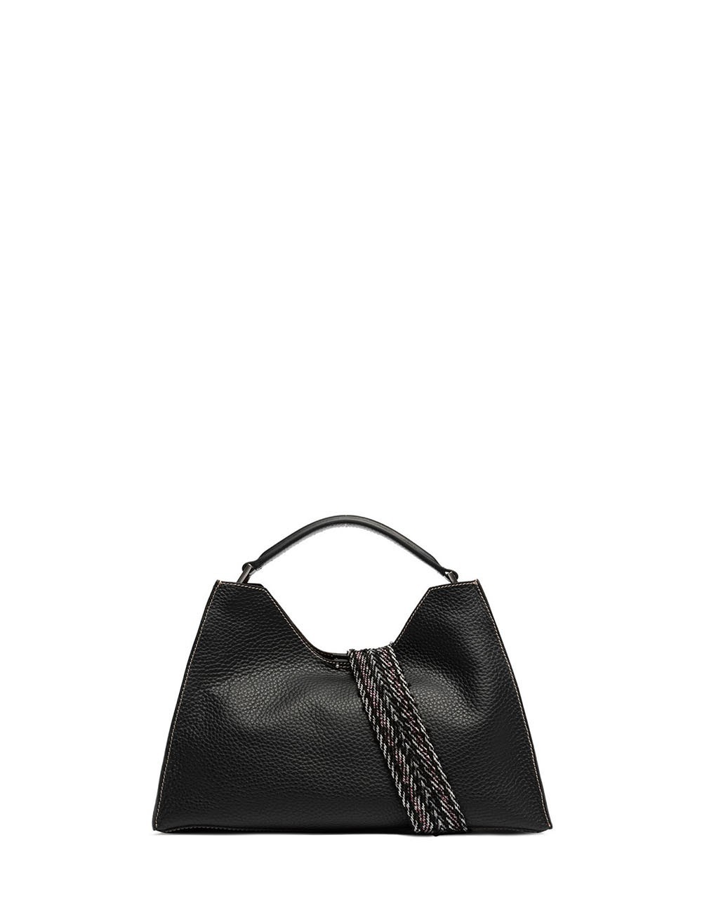 Cross-body leather AURORA NERO-CASTORO