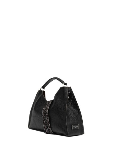 Cross-body leather AURORA NERO-CASTORO