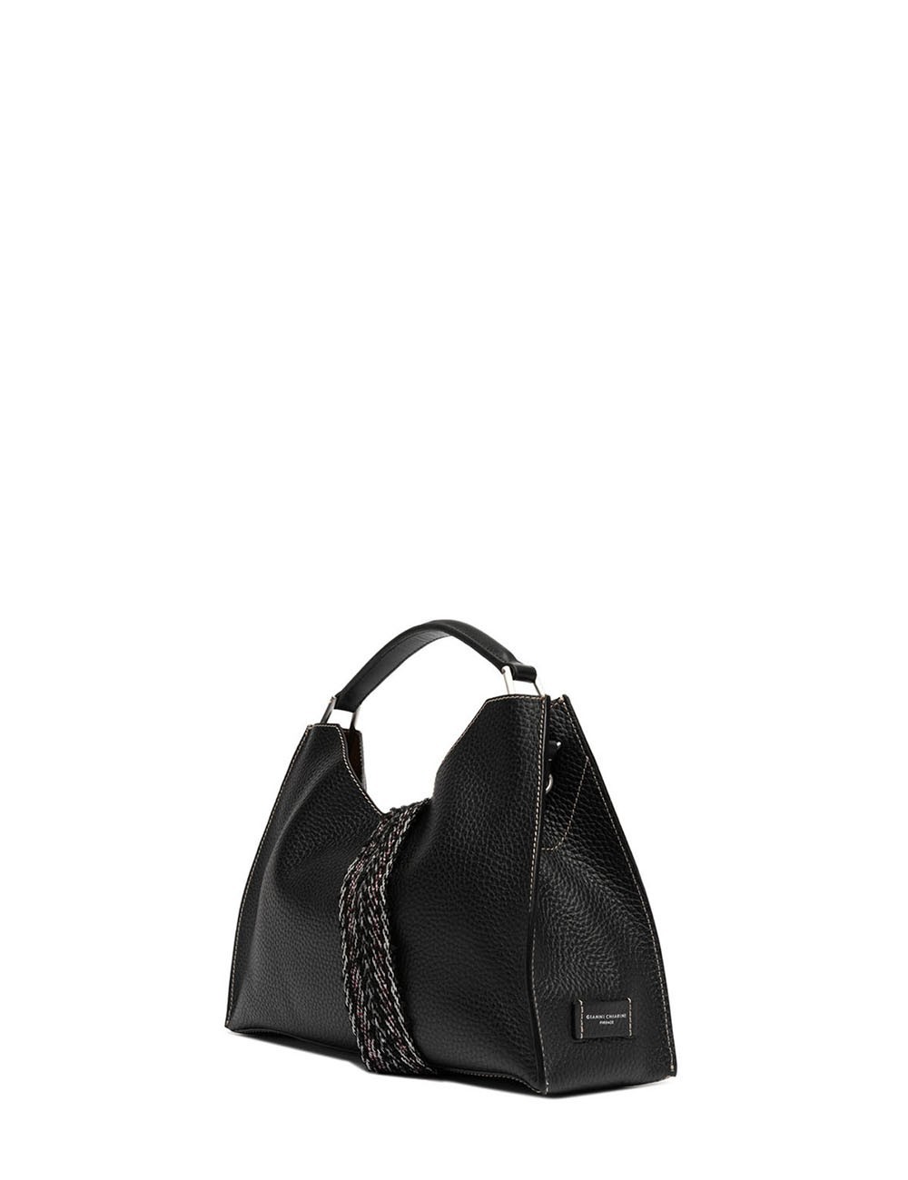 Borsa a tracolla in pelle AURORA NERO-CASTORO