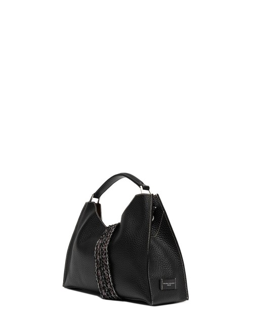 Borsa a tracolla in pelle AURORA NERO-CASTORO