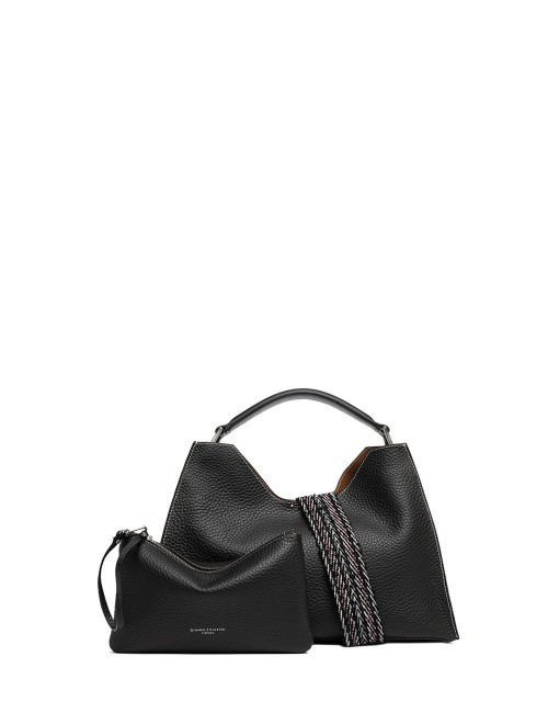 Borsa a tracolla in pelle AURORA NERO-CASTORO