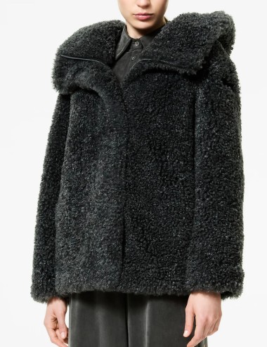 Lamb Hybrid Hood Wom Jkt tabacco