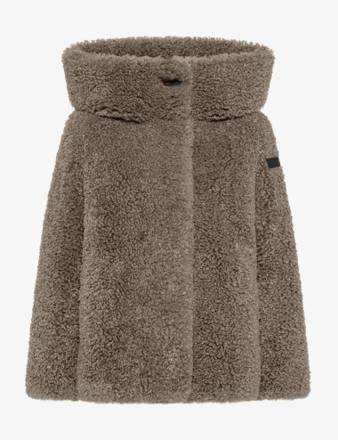 Lamb Hybrid Hood Wom Jkt tabacco
