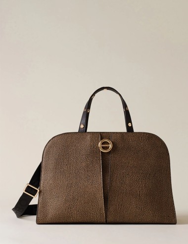 BORSA BAULETTO MEDIUM TULIP OP NATURALE NERO